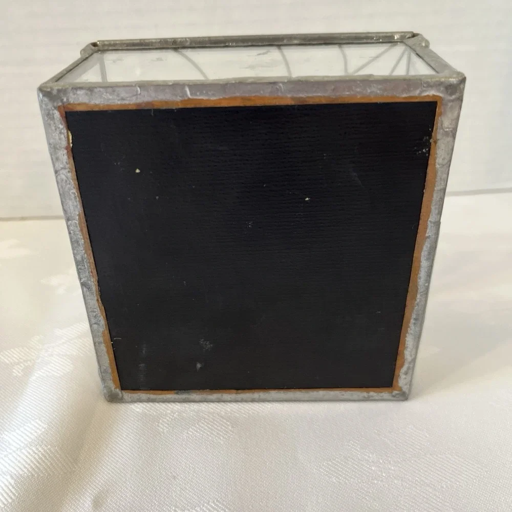 Gothic Trinket Box Blue Spider And Solder Web Mirror Glass Deco